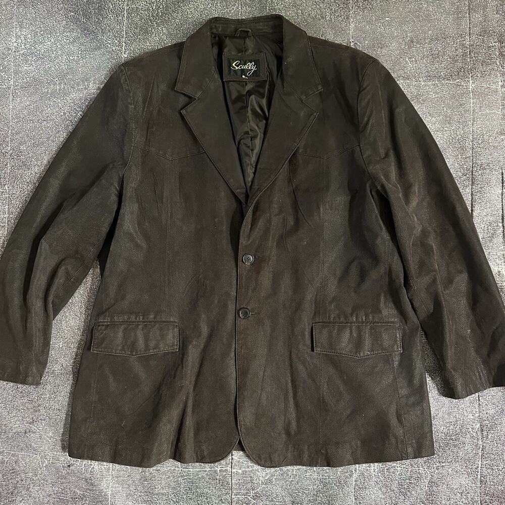 Men's Vintage 90's Sully Dark Brown Suede Leather Western Sports Coat Jacket 52R